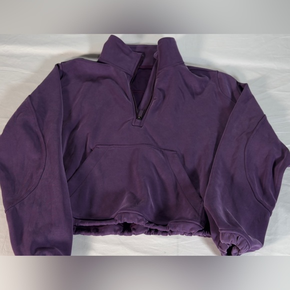 Lululemon Brushed Softstreme Purple Half-Zip Pullover. Size 10 - Picture 5 of 5
